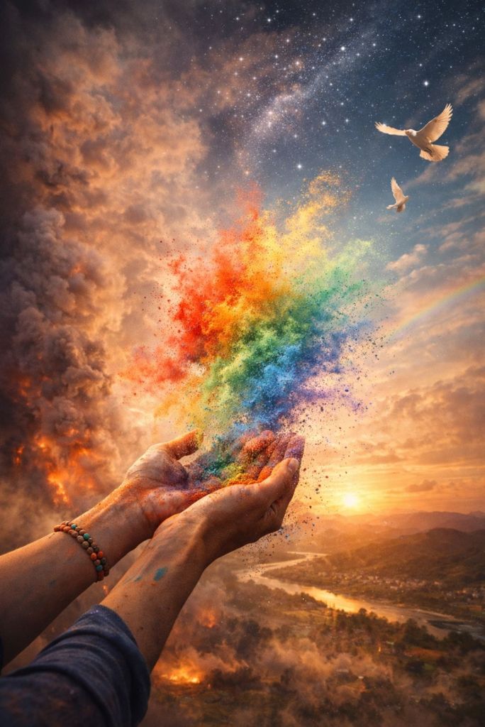 While Some Skies Burn, We Still Throw Colours into the Wind